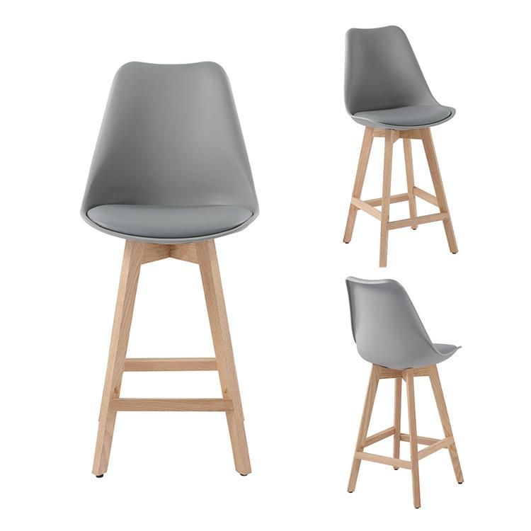 Custom Wholesale Modern Solid Wood Dining Bar Stools Ash Beech High Chair