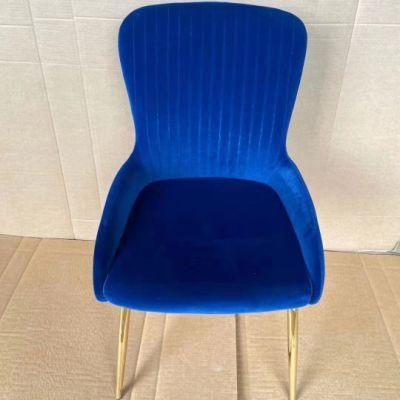 Factory Wholesale Luxury Comfortable Velvet Soft Cushion Metal Leg Dining Chair