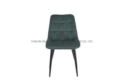 Modern Style Restaurant Hotel Velvet Fabric Many Color Metal Legs Room Dining Chairs