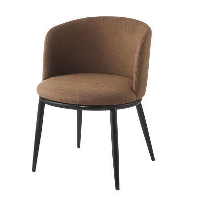 Sillas Armes Steel Arm Chair Brown Fabric and Metal Chair Round Armchair for Dinner