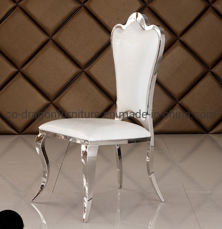 Modern Furniture Leather Stainless Steel High Back Wedding Dining Chairs