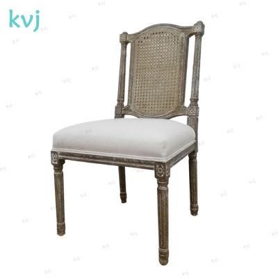 Kvj-7164 Antique Traditional Saudi Arabia Style Linen Oak Dining Chair