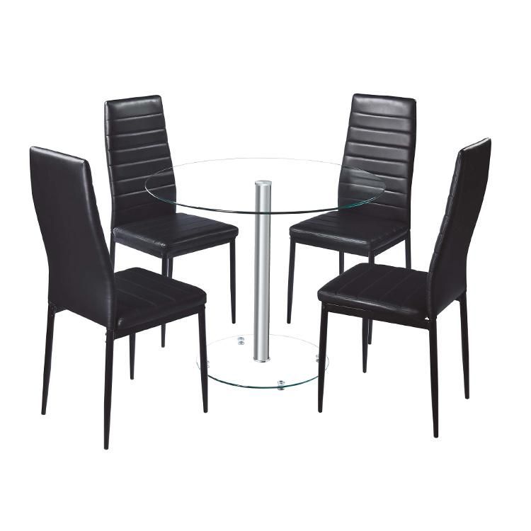 Modern Home Furniture Glass Top Full Metal Frame Dining Table