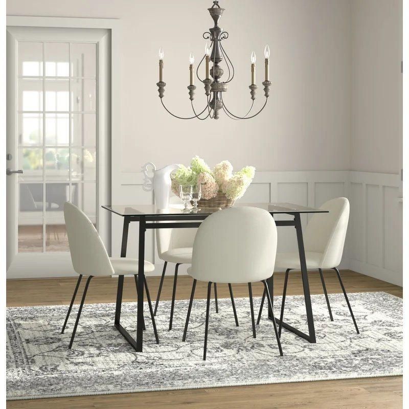 Cheap Home Furniture Dining Table Set Restaurant Modern Comedores 4 Sillas Square Metal Legs Dining Set