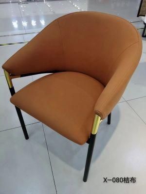 High Quality Leisure Armrest Restaurant Chair Modern Fabric Luxury Metal Furniture Dining Chair