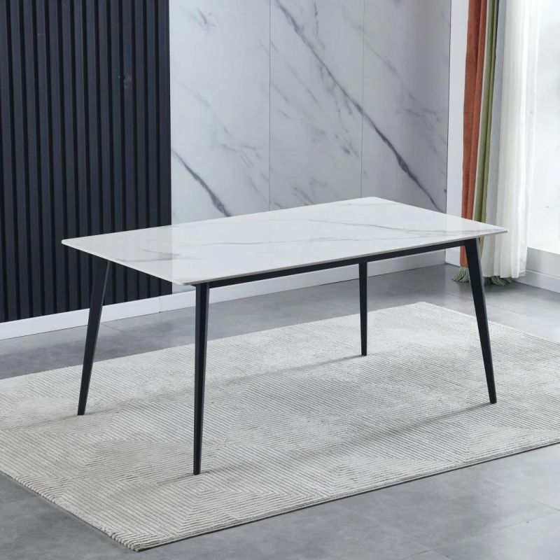 2022 Hot Selling New Italia Ceramic Tables with Special Design Black Metal Legs