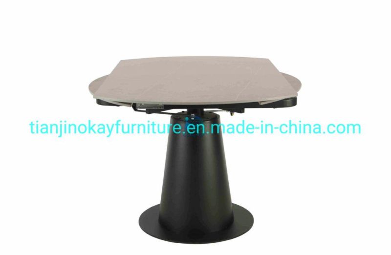 Modern Ceramic Top White Rectangle Dining Table with 4 Chairs Carbon Steel Base 4 People Dining Table