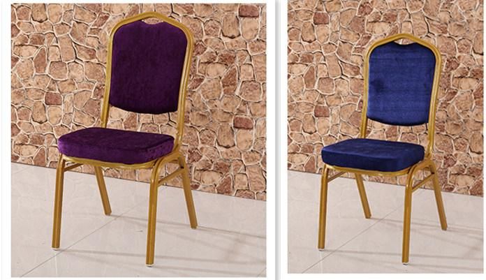 China Manufacture Restaurant Party Colorful Stacking Steel Leg Banquet Chairs