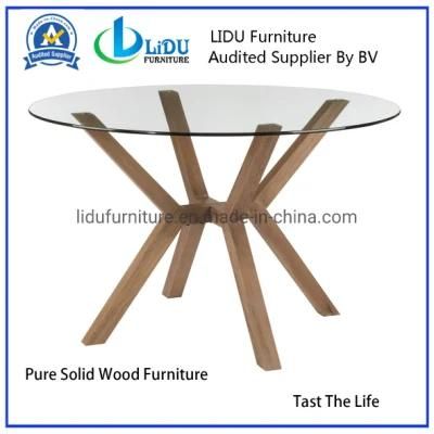 Side Table Round End Table Dining Table with Wooden Legs Wooden Dining Table