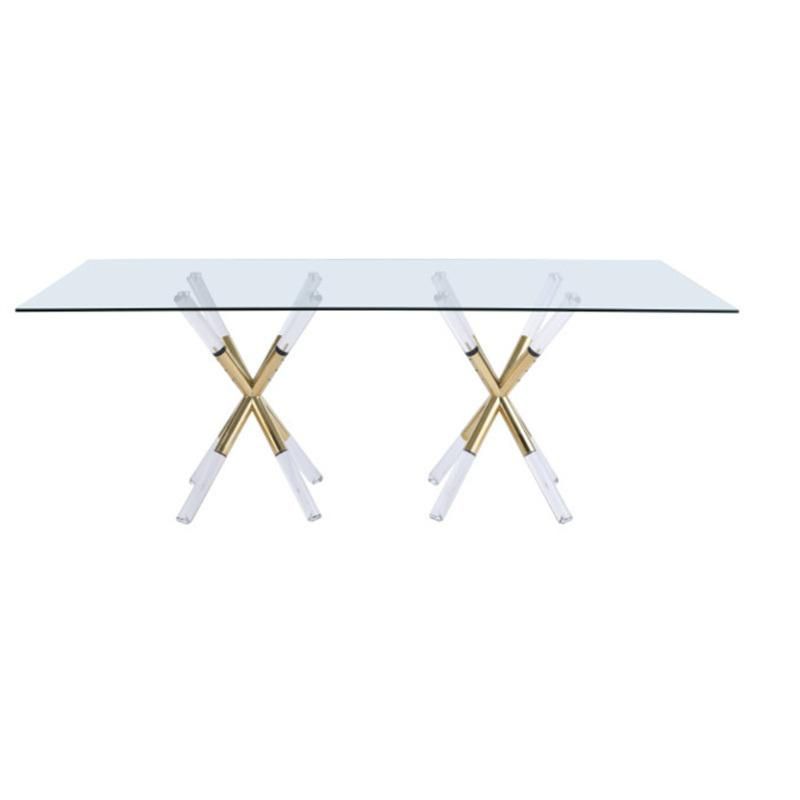 Hot Sales Other Glass Furniture Modern Stainless Steel Glass Dining Table