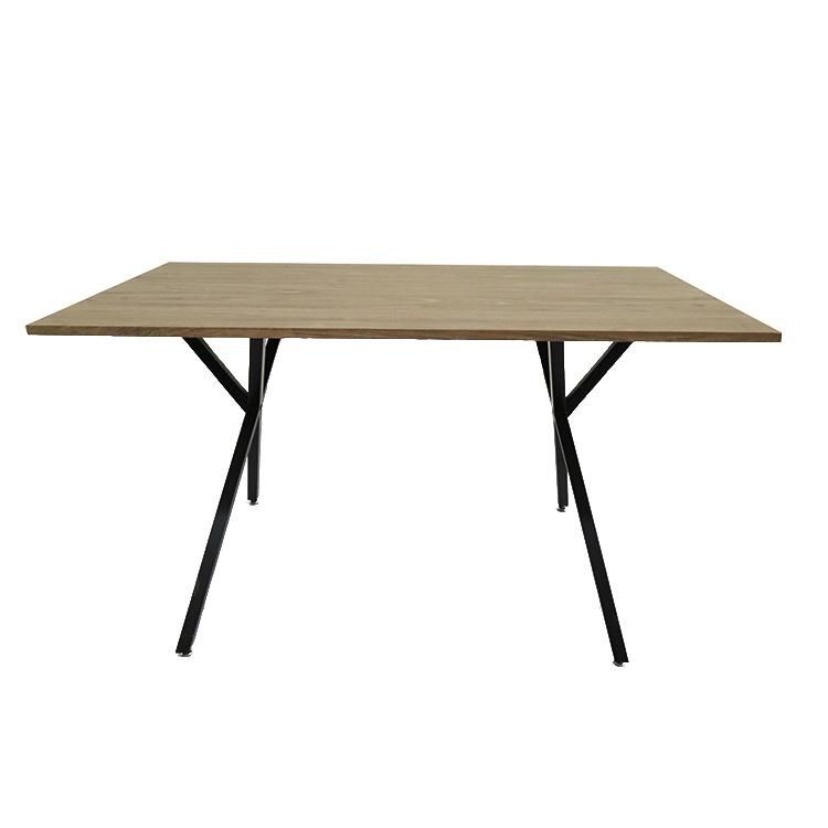 2021 New MDF Top X Metal Leg Wooden Dining Table