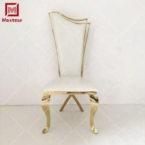 Foshan Cheap White PU Dining Chair Gold Stainless Steel Wedding Chairs for Wedding Hall