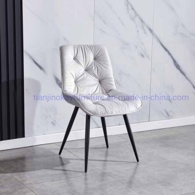 Home Furniture Hotel Luxury Upholstered Soft Back Velvet Fabric Dining Chair with Metal Legs