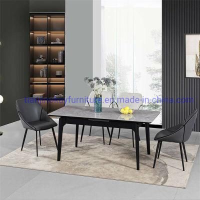 Furniture Marble Dining Table Set Restaurant Gold Metal Luxury Dining Table with 6 Chairs for Sale