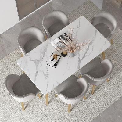 Simple Household Marble Top Dining Tables Rectangular Dining Set