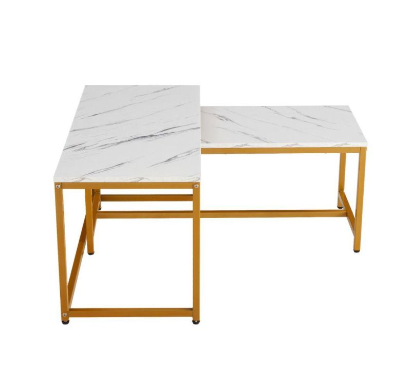 Matel Iron Golden Coffee Tables and Console Tables Power Coated Framed with White Marble Stone Tops