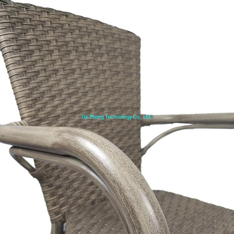 Outdoor Rattan Garden Furniture Strong Heavy Duty Stackable Aluminum Wicker Dining Furniture