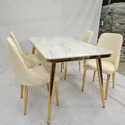 Post Modern Light Luxury Iron Small Apartment Marble Dining Table