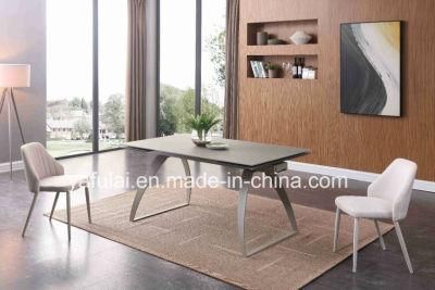 Hot Sale Frosting Glass Dining Table Extension Rectangle Home Furniture