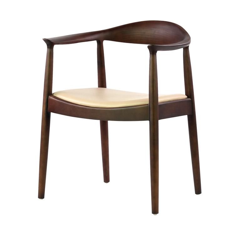 Modern Furniture Restaurant Wooden Dining Armchair with Padded Seat