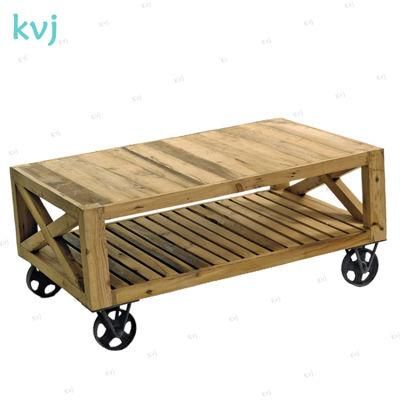 Kvj-7335 Vintage Movable Solid Wood Recycled Fir Coffee Table