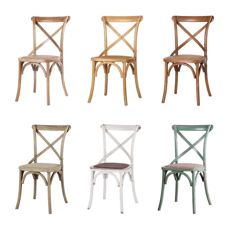 Multiple Colorful Solid Wood Cross Back Dining Chair for Outdoor Wedding Furniture