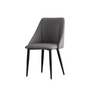 Simple Design Upholstered Black Painted Legs Dining Chair