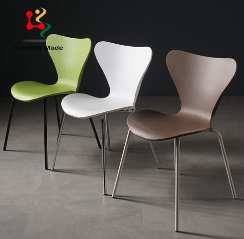 Factory Wholesale Stackable Furniture Restaurant Cafe Use Metal Legs Plastic Armless Dining Chair