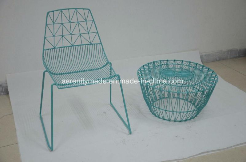 Outdoor Use Stackable Arrow Metal Wire Dining Chair for Cafe