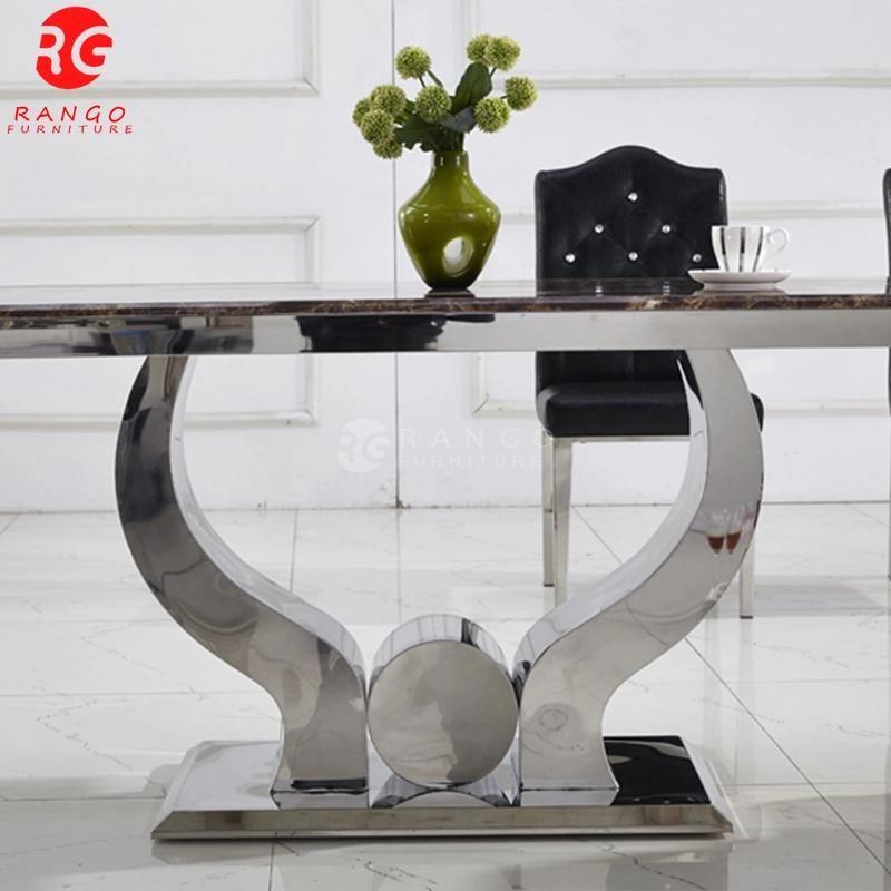 Marble Table with Glass Top Dining Table in Fashion Design for Sale Dining Room Furniture