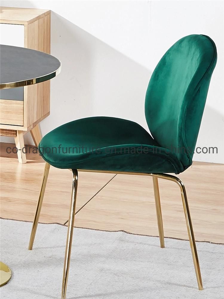 Restaurant Furniture Luxury Velvet Steel Legs Dining Chair with Back