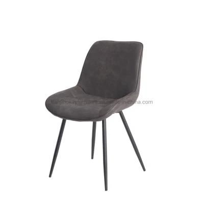 Factory Supply Best Seller Dark Grey Fabric Dining Chair with Four Black Painting Legs