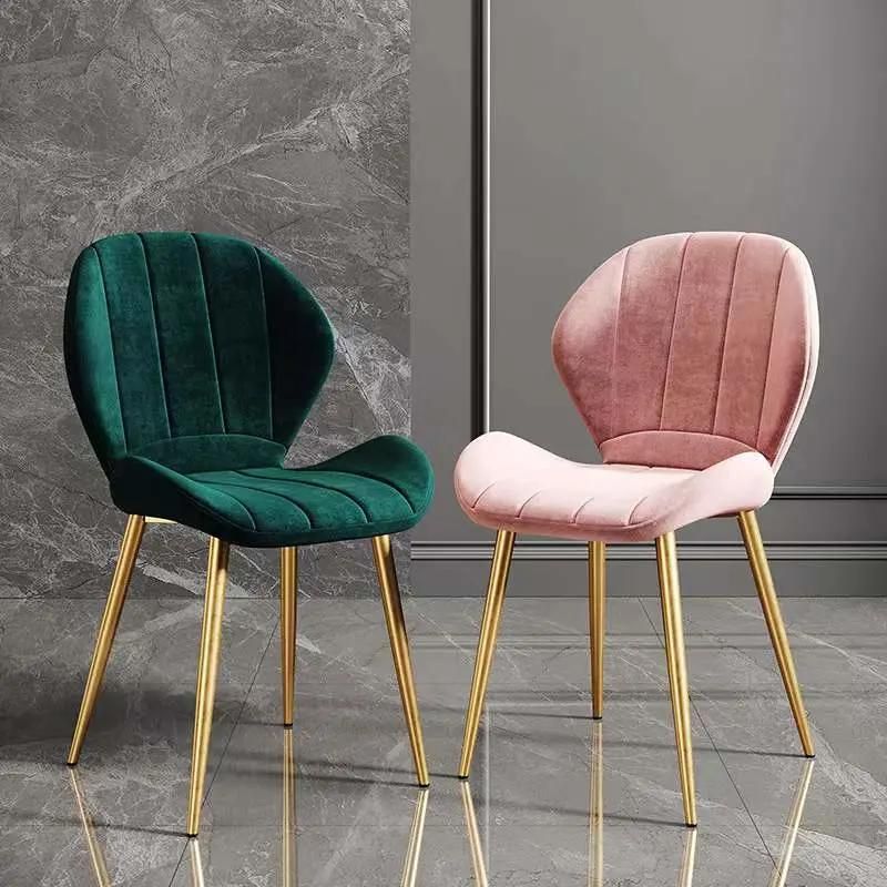 High Quality Nordic Velvet PU Leather Dining Chair with Metal Leg