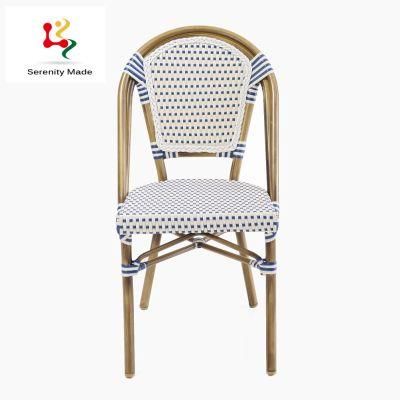 Coffee Shop Outdoor Furniture Aluminium Frame PE Rattan Dining Chairs