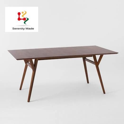 Oak Wood Color Wooden Frame Rectangle Dining Table for Restaurant Use