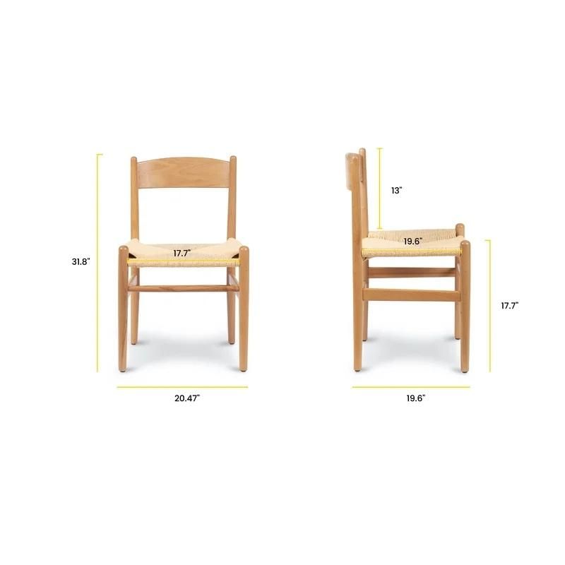 Wholesale Resteraunt Furniture Oak Wood Chair Oak Wood Frame Natural Color Paper String Seat Dining Chairs Coffee Shop Chair Dining Chair Modern Leisure Chair