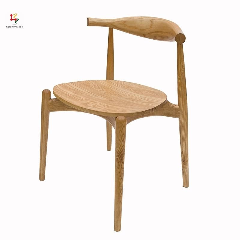Modern restaurant Wooden Dining Chair with Armrest and Leather Cushion