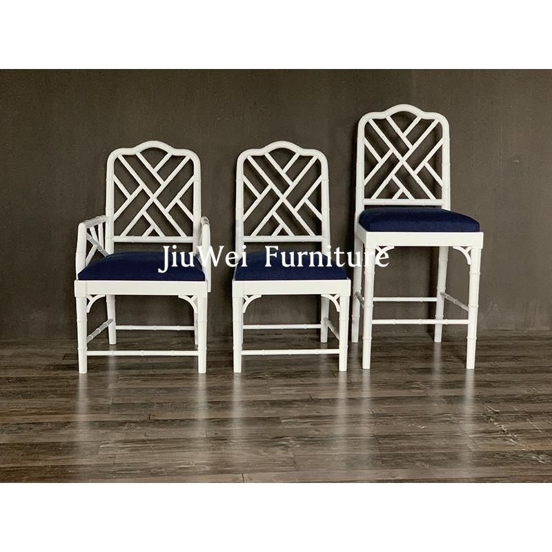 Hot Sale Hamptons Style Faux Baomboo Style Chippendale Chair Wood Dining Arm Wedding Chairs for Bar Stool