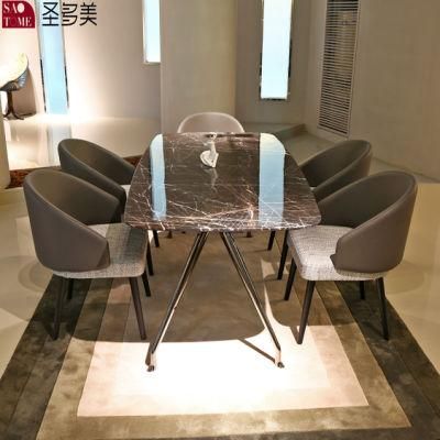 Luxury Stainless Steel Leg Slate Board Dining Table