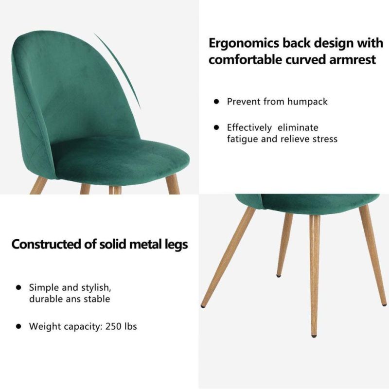 Make-up Chairs Velvet Soft Cushions Seat and Back with Metal Legs Kitchen Chairs for Dining and Living Room Chair