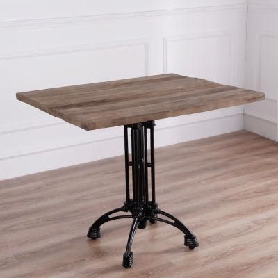 Kvj-7251 Movable Reclaimed Elm Steel Legs Restaurant Wood Dining Table