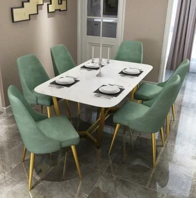 Nordic Light Luxury Style Rectangular Multi Person Household Marble Dining Table Restaurant Wrought Iron Dining Tables