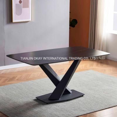 Manufacture OEM Nice Design Modern Italian Grey Slate Dining Table Ceramic Dining Table