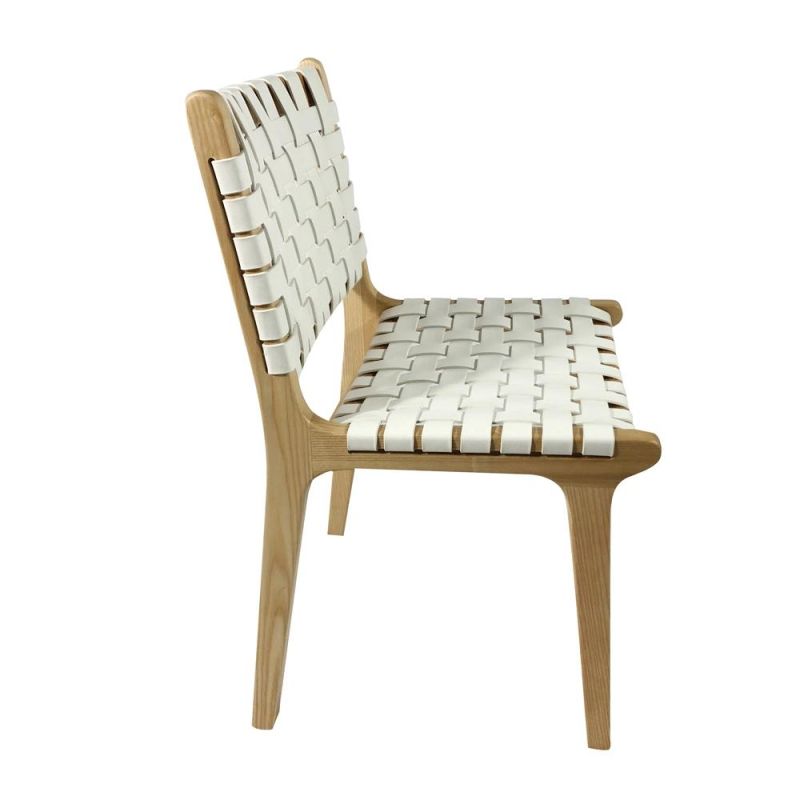 Popular Simple Design White Color Braiding Seat and Back Restaurant Chair