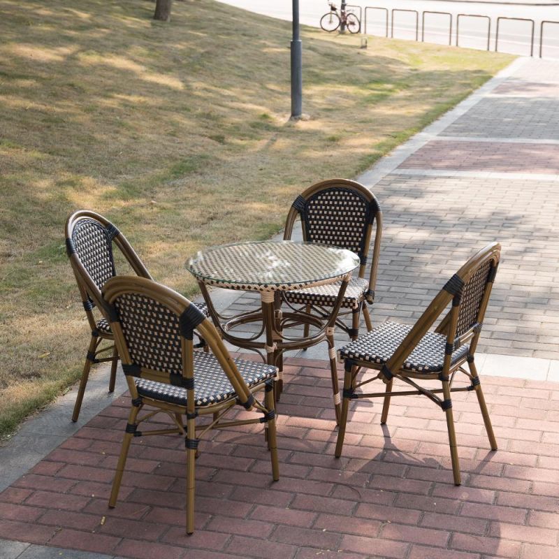 (SP-OC443) Widely Used Unfolding Aluminum Frame PE Rattan Outdoor Chair for Restaurant