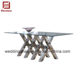 Nordic Style Simple Silver Stainless Steel Series Dining Table