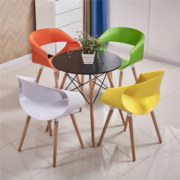 Modern Garden Relaxing Salon Hollow Back Plastic Wooden Dining Chair