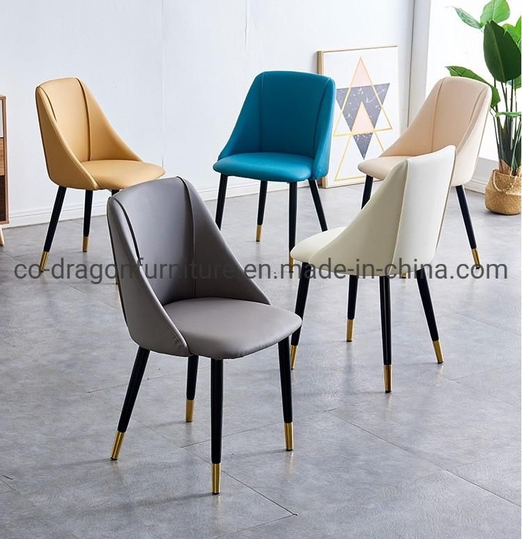 Colorful Metal Legs PU Leather Coffee Dining Chair Sets Furniture