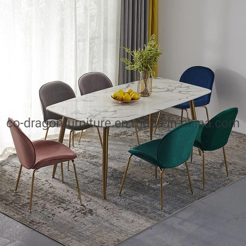 Restaurant Furniture Luxury Velvet Steel Legs Dining Chair with Back