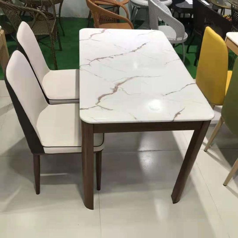 Light Luxury Style Rectangle Marble Top Dining Table for Home Dining Room Furniture